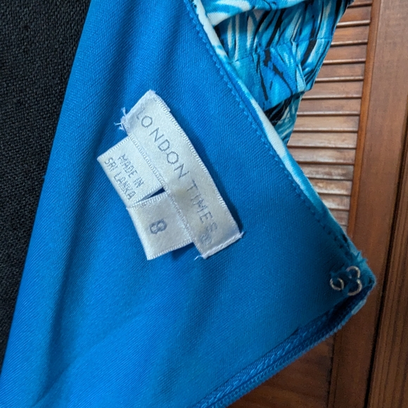 Blue Ruched Sheath Mini Dress with V-Neck - Picture 3 of 3